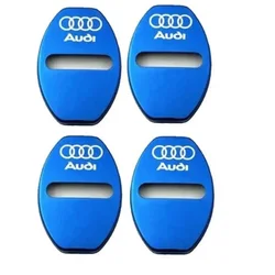 Premium Car Logo Door Lock Protective Cover Sticker Set (4pcs) (Blue)
