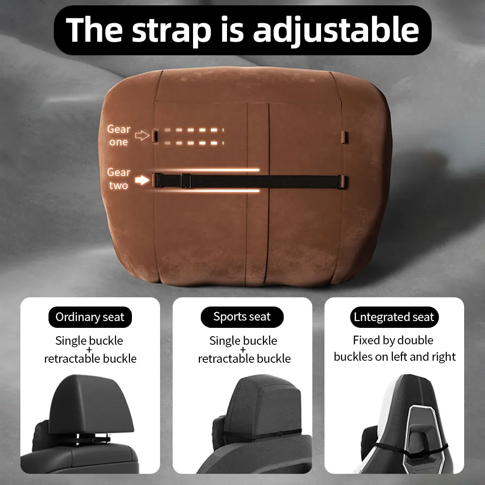 Top Automotive Headrest Lumbar Support Suede Neck Support Seat Resting Pillow Breathable Neck Protection Soft Car Accessories