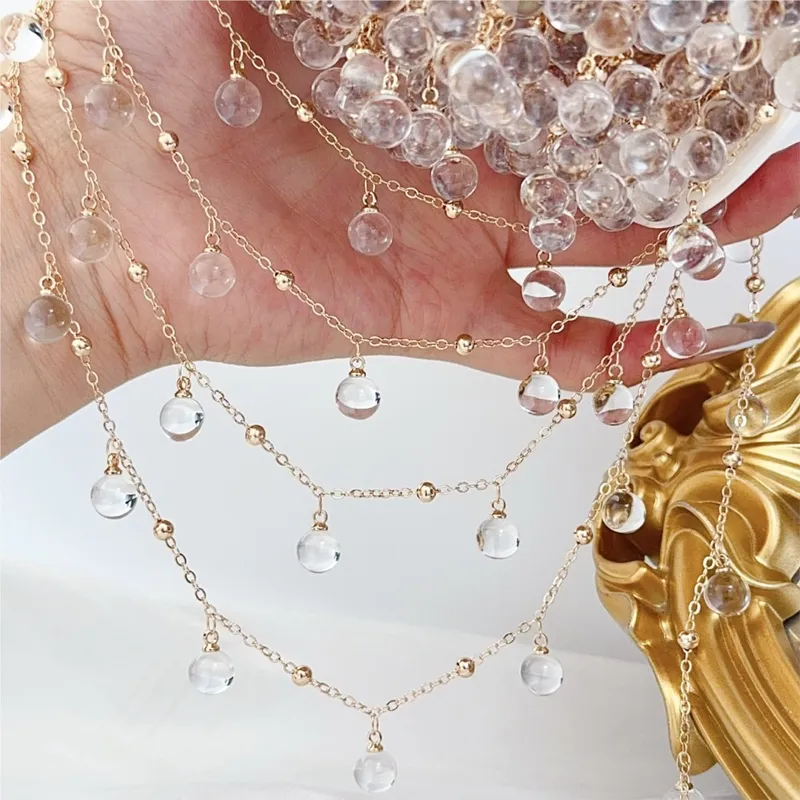 1Meter Transparent Round Glass Beads Chains Crystal Chain