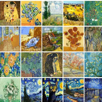 GATYZTORY Oil Paint By Numbers Diy Crafts Van Gogh Sky Landscape Pictures On Number Wall Decors Number Painting Art Supplies 1