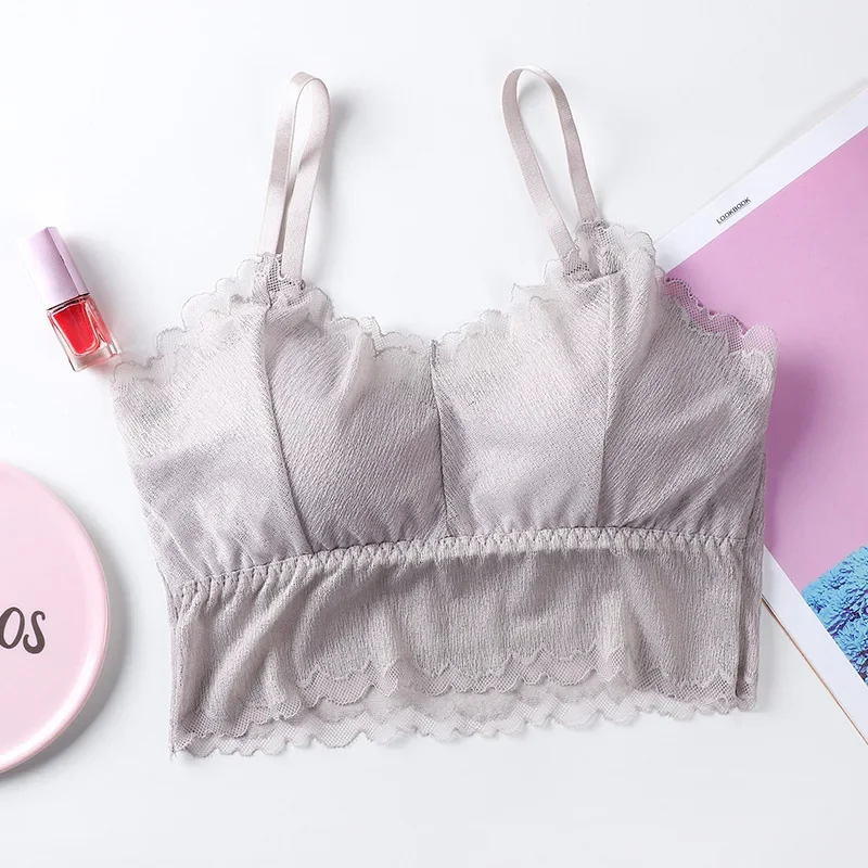 Lace Bralette With Removable Pads Wireless Bra For Women Summer_voghion.com
