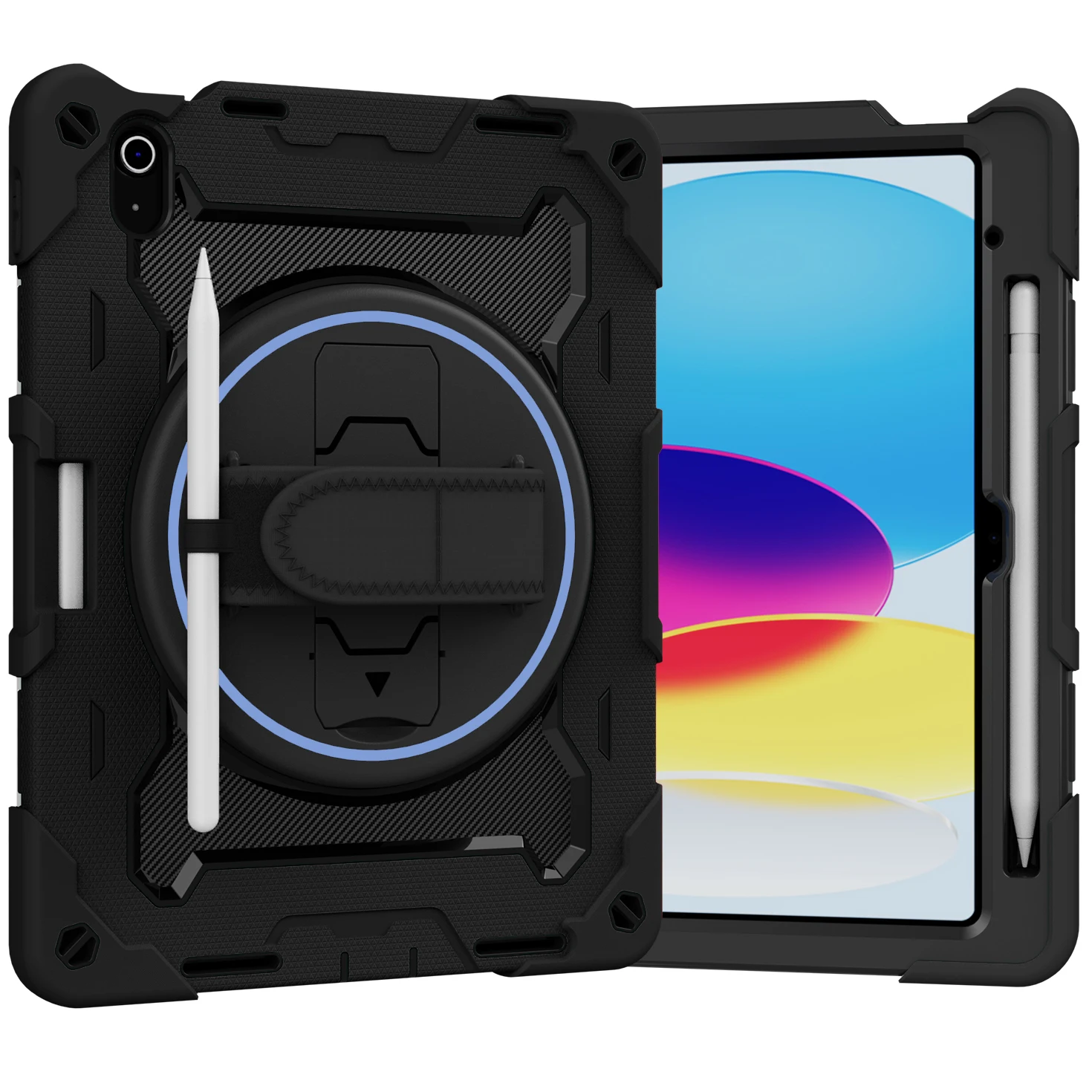 For iPad 10th Generation Case 10.9'' 2022 Full-Body Drop Protection Case With Pen Holder 360° Rotate Hand Strap/Stand For iPad_voghion.com