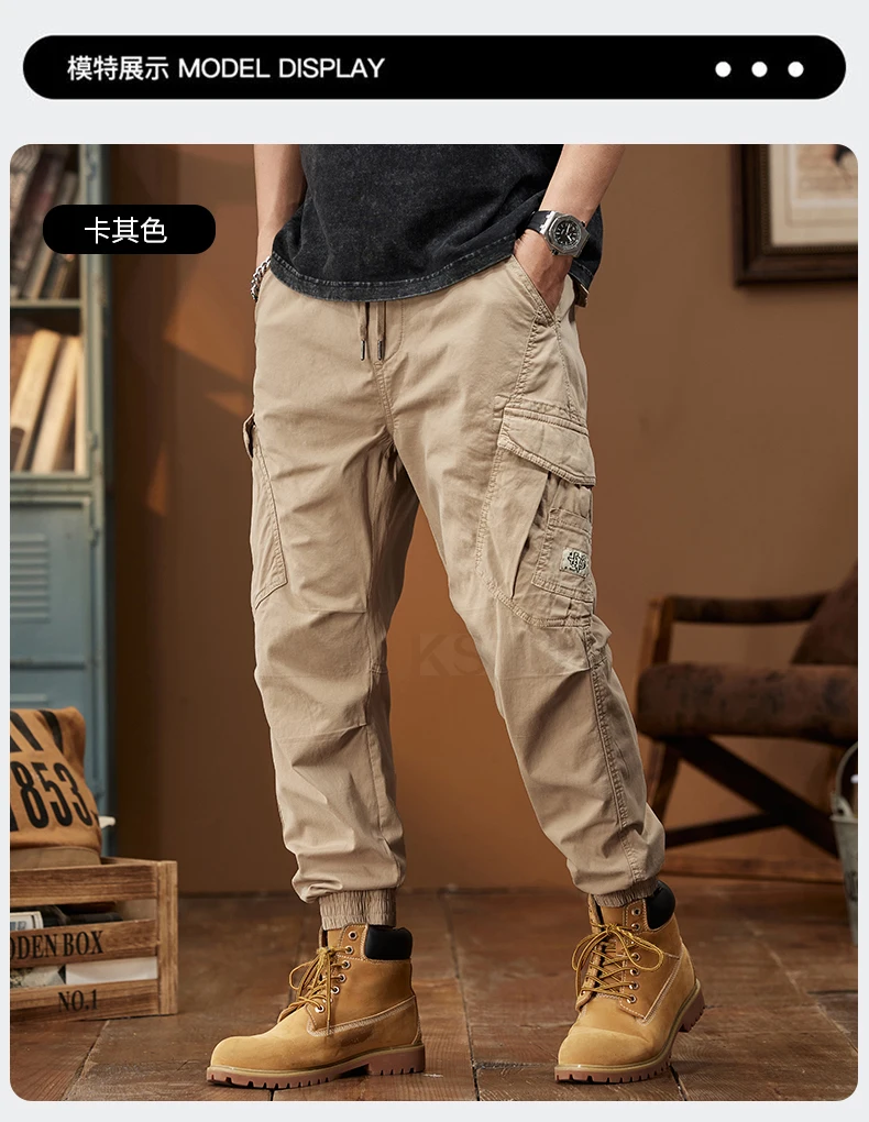 2024 New Cargo Pants For Men Loose Casual Jogging Male Outdoor Sweatpants Overalls Trousers Elastic