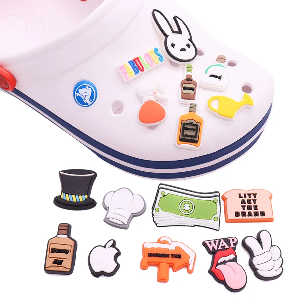 

Mix 50Pcs Drink Beer Chocalate Red Wine Mile Tea Champagne PVC Shoe Charms Decorations Clog Fit Wristbands Sandals Croc Jibz