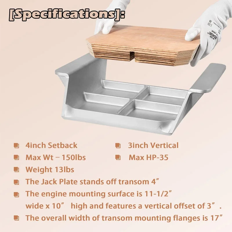 MJ-1-DP Jacker Small Engine Jack Plate Clamp Style Small Outboard Jack Plate, for Outboard Motors Up to 35HP,Boat Tools