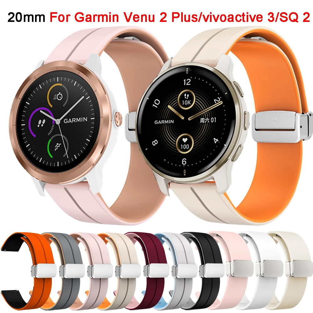 

Силиконовый ремешок без зазора для Garmin vivoactive 3/CAME 2 Plus/SQ 2, браслет с магнитной застежкой для Forerunner 645 245 158 55, ремень
