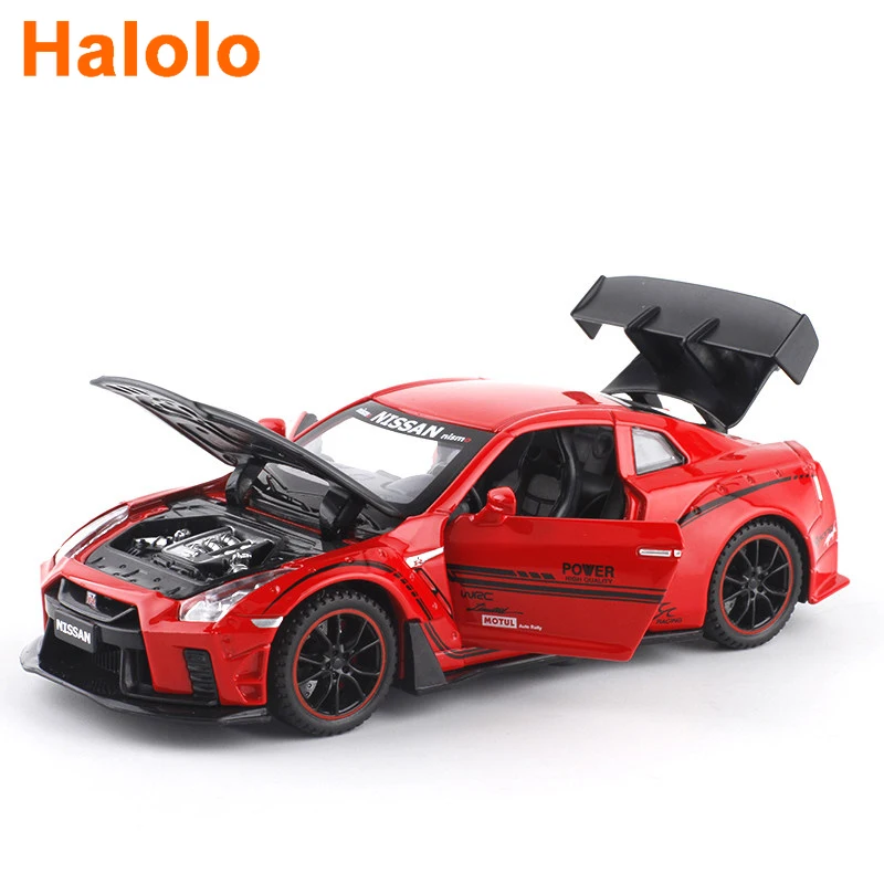 Новинка, модель автомобиля из металлического сплава Halolo 1:32 NISSAN GT-R, Литые и игрушечные автомобили, игрушечные автомобили, детские игрушки, подарки для детей, игрушка для мальчиков A298