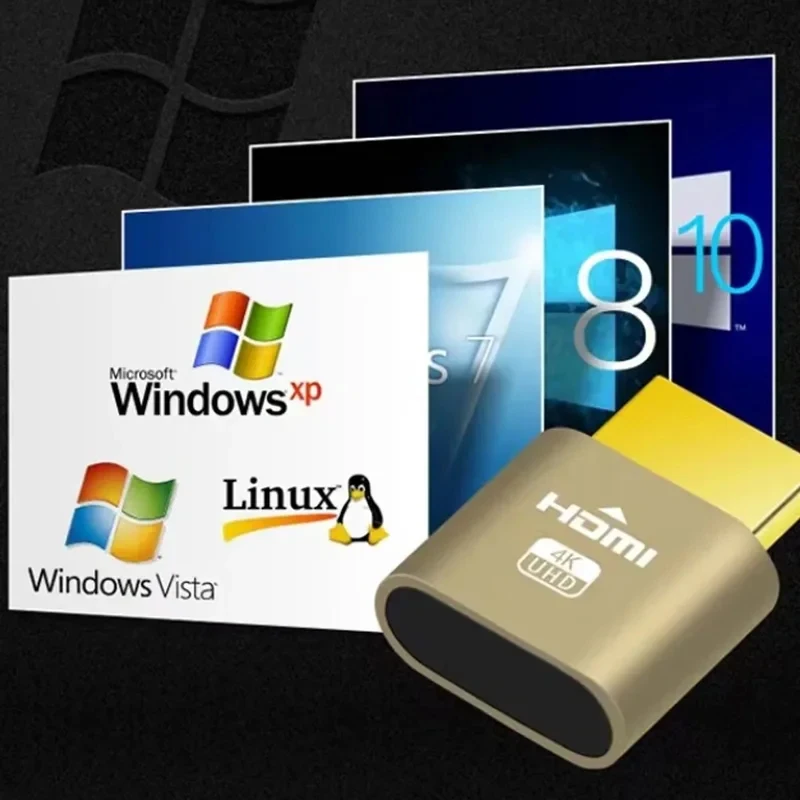1-4Pcs HDMI 가상 디스플레이 어댑터 DP DVI VGA 디스플레이 에뮬레이터 더미 플러그 헤드리스 고스트 디스플레이 에뮬레이터 비디오 카드 잠금 플레이트