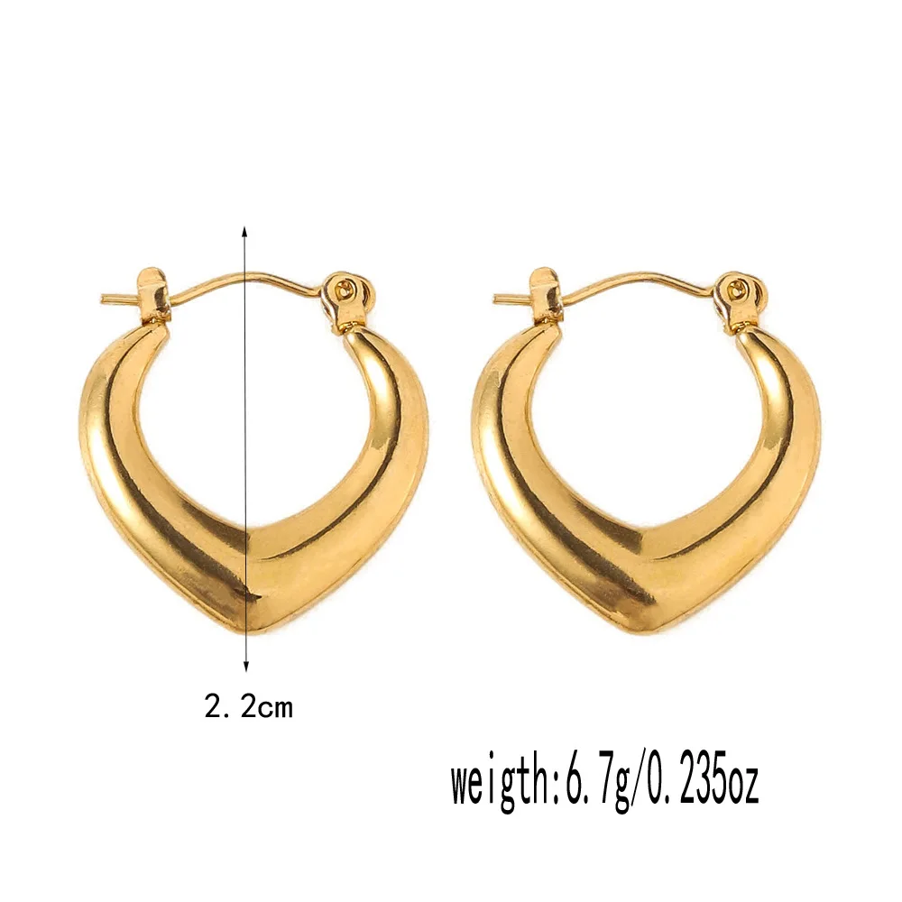 French Heart-shaped Stainless Steel Earrings, Non Fading Women's Gold Color Metal Earrings Jewelry Accessories 4