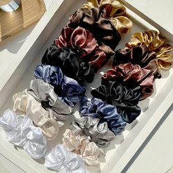Luxurious Soft Satin Hair Tie Collection - 16 - Piece Set in Elegant Pink and Brown Tones (16Pcs hunse)