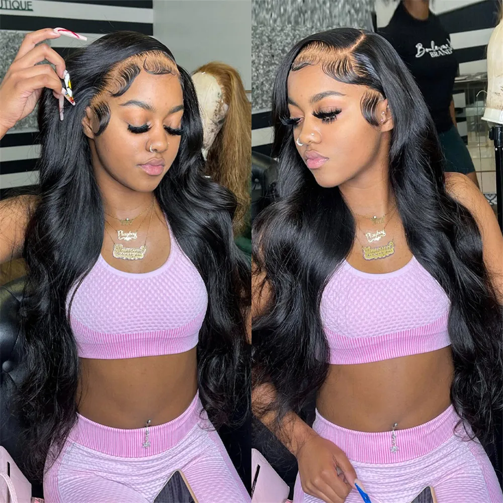 13X4 13X6 Hd Body Wave Lace Front Human Hair Wigs Brazilian Pre Plucked Remy 30 40 Inch Transparent Lace Frontal Wigs for Women 4