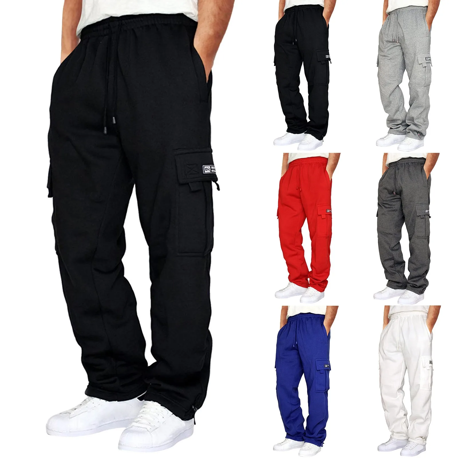 Description Picture 2 of itemWinter Spring Men Cargo Pants Work Trousers Stretch Waist Loose Multi Pocket Casual Trousers Pants Sports Outdoor Pantalones