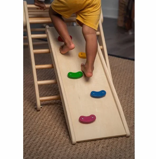 4 in 1 Montessori Climbing Set-Wooden Climbing Gym Foldable Indoor Playground for Kids Ages 18 Months to 4 Years