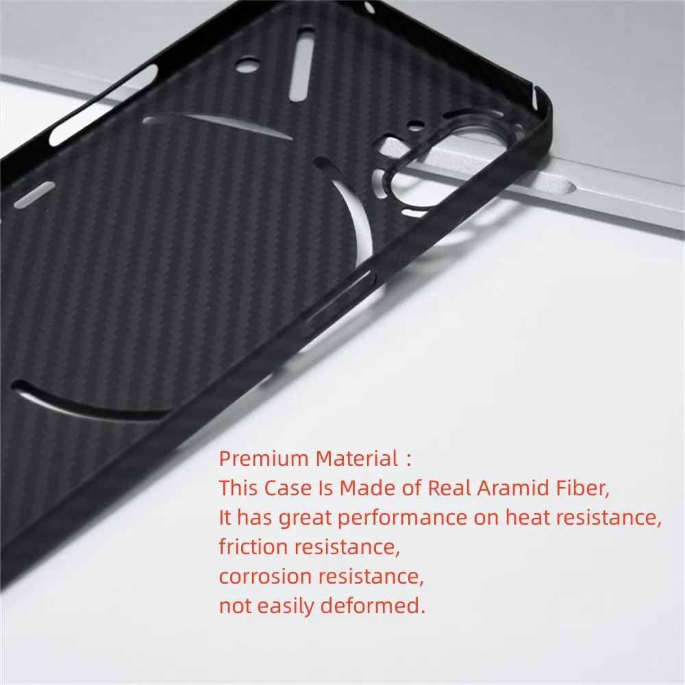 Super Slim Case for Nothing Phone 1 Real Aramid Fiber Protective Cover Skin, Soft Touch Sturdy Durable Carbon Case