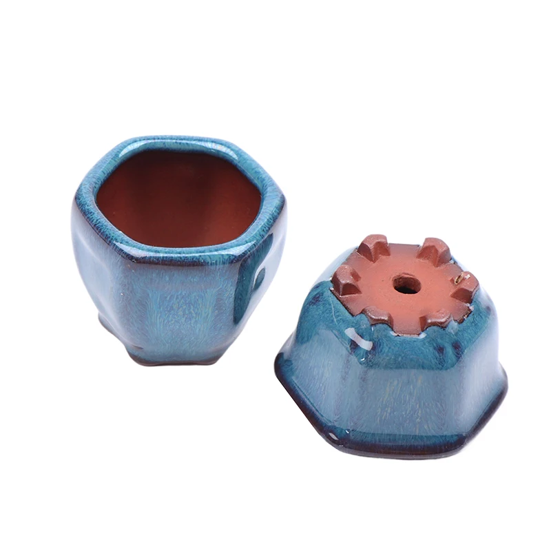 Mini Chinese Style Bonsai Pots Breathable Succulent Plant Pot Flower Pot with Holes Ceramic Craft Plant Planter for Home