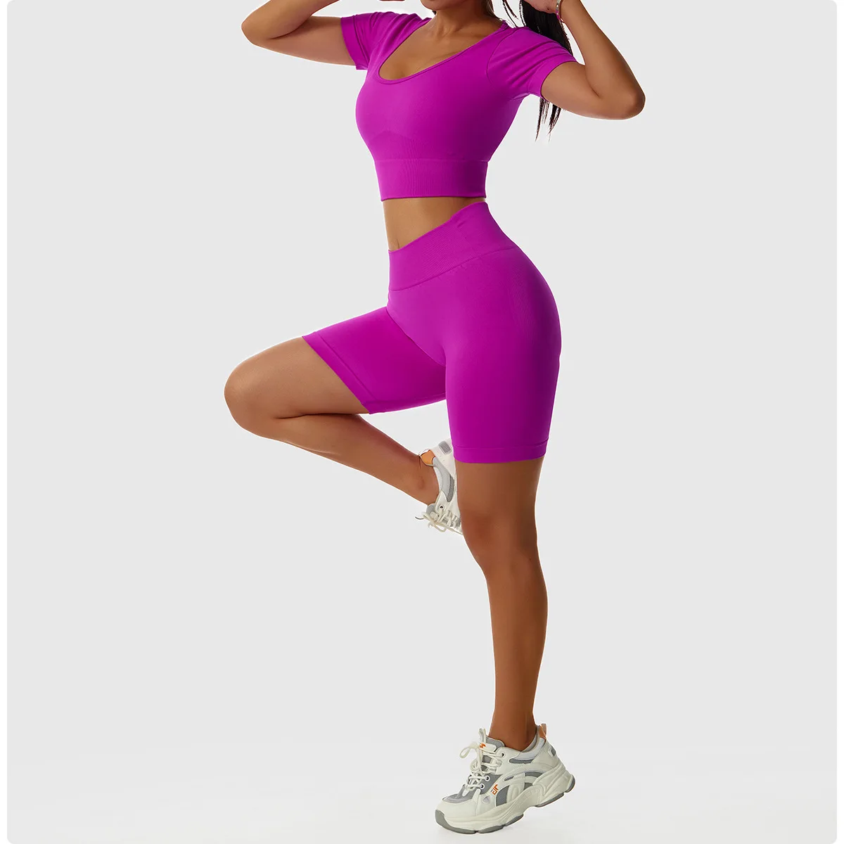 Seamless Women Tracksuits Yoga Set Workout Sportswear Gym Fitness Long Sleeve Crop Top High Waist Leggings Sports Suits 1PCS yoga set sports set gym workout set sportswear set fitness set
