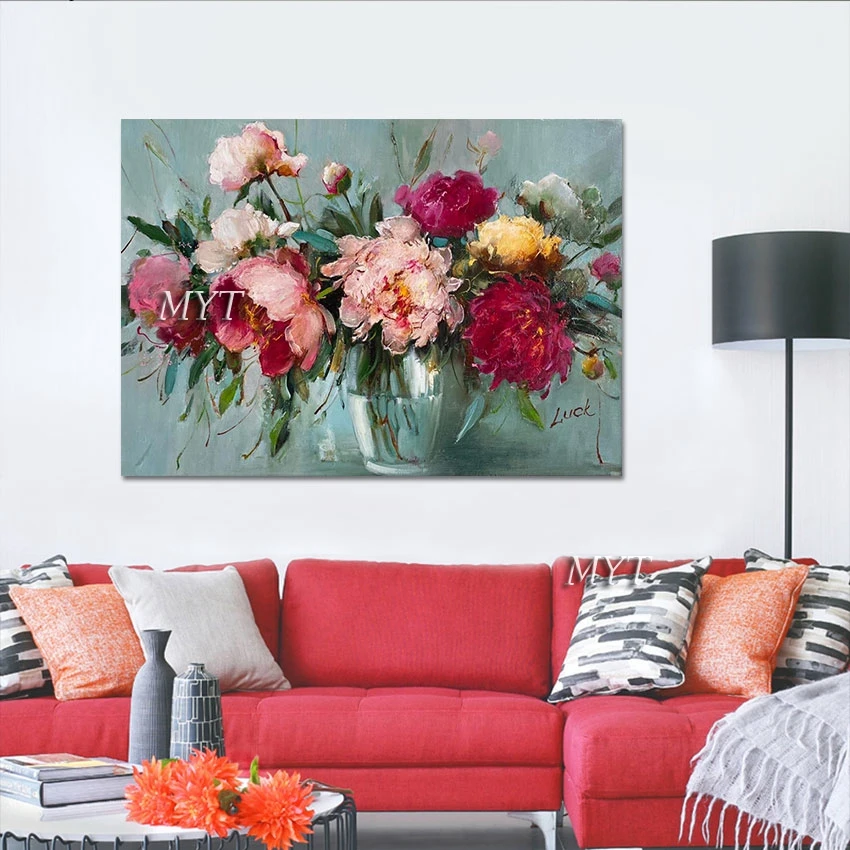 

Abstract Canvas Art Picture Kitchen Decor Unframed Beautiful Various Flowers In A Transparent Vase Handmade Oil Painting Wall