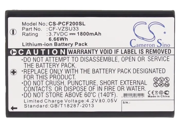 Batteria Scanner Di Codici A Barre Per Panasonic Toughbook Cf-P2, Cf-Vzsu33