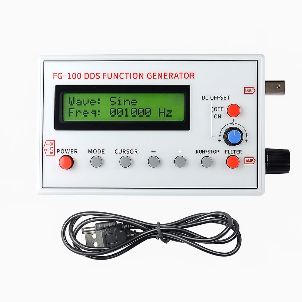Enhanced DDS Function Signal Generator, 1Hz-500kHz, Multi-Waveform Output, USB Powered Frequency Tester
