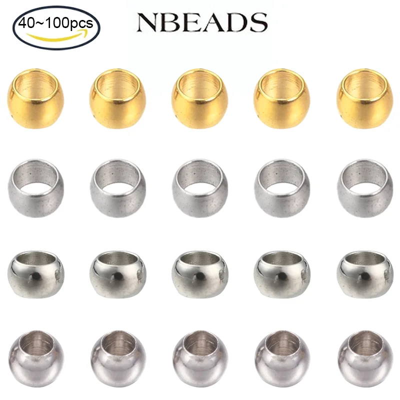 100pcs/pack 3mm 4mm Round Crimp Covers Bead Caps Spacer Beads For