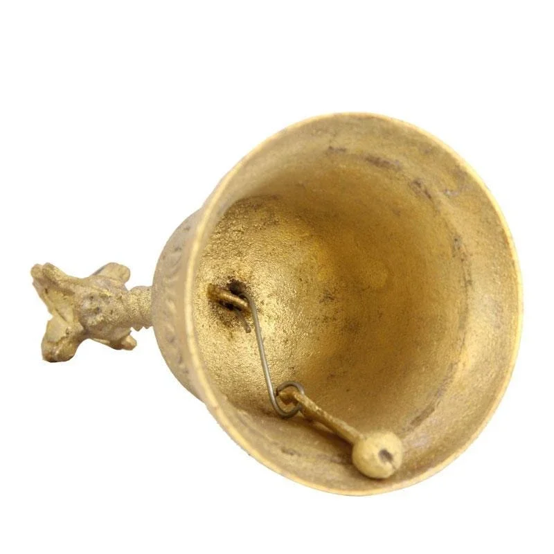 100% Brass Handicraft Large Engraved Hand Bell Produces Loud and Clear Sound School Meditation Church Bronze Bell Creative Gift 5