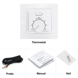 Electric Room Thermostat for Underfloor Heating Systems - 220V, 16A Temperature Controller by MINCO HEAT (White)