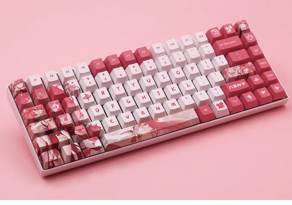 Kawaii genshin impacto anime personalidade keycaps cereja perfil