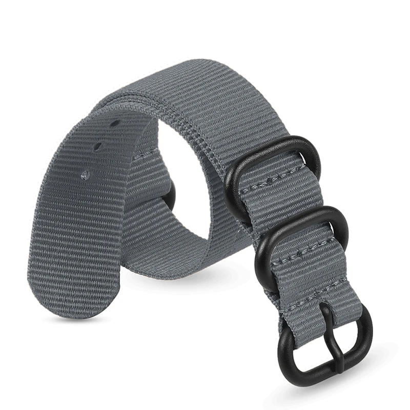 Elegant Black Nylon Woven Watch Strap with Fine Steel Buckle