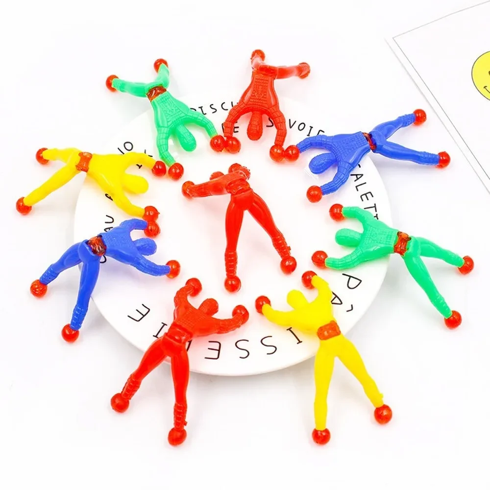 5 Pcs 9cm Prank Joke Toy Colourful Funny Viscosity Personage Halloween Kids Children Gags & Practical Jokes Wall Climbing Man prank toys