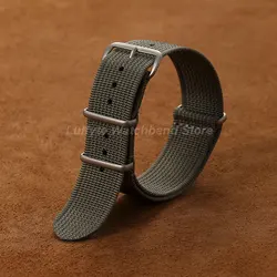 Ribbed Nylon Watch Strap - Durable Military - Style Band Bracelet - 22mm (Grey)