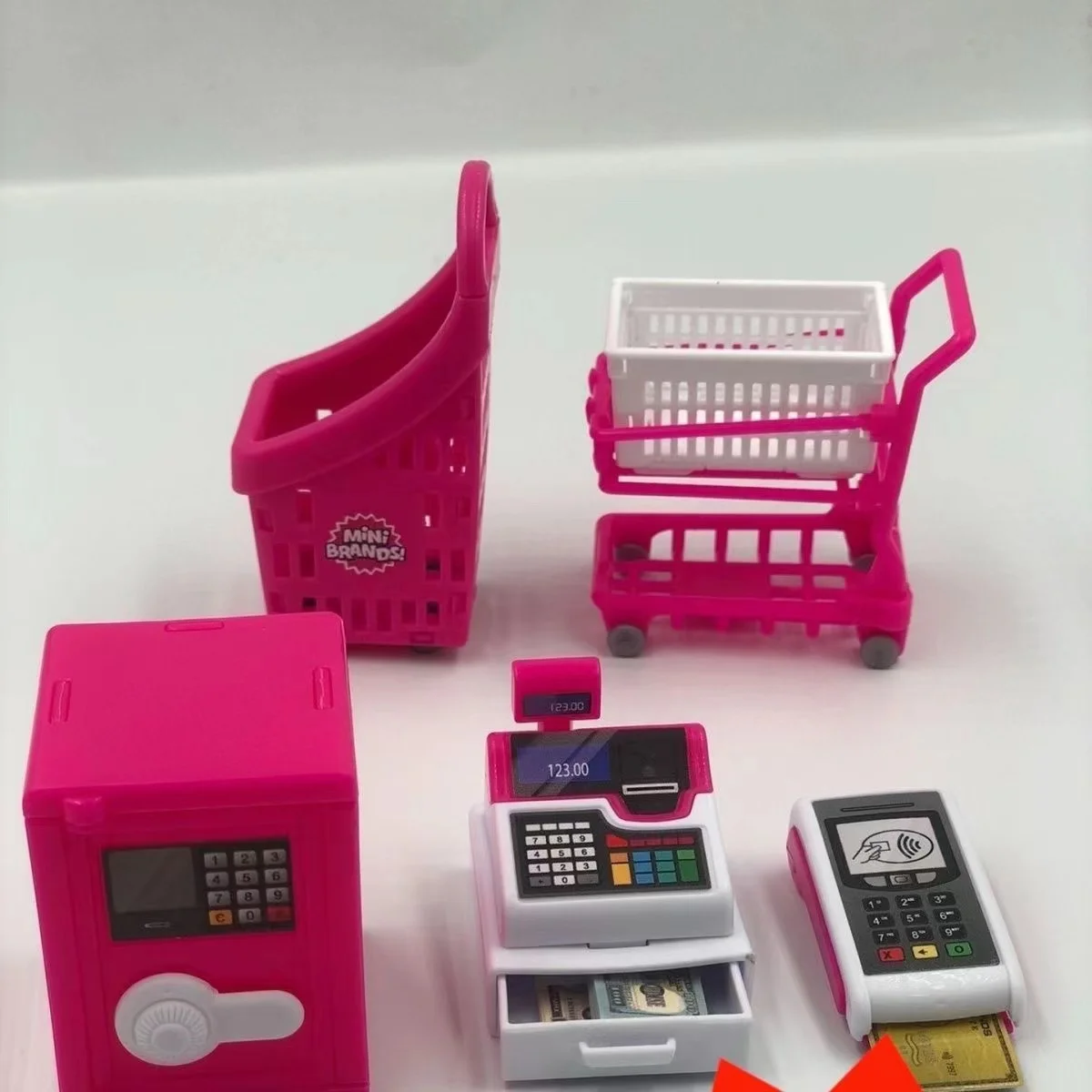 mini Supermarket shopping baskets shelves cash registers Mini Fake Toys carton style Mini Brand Fun Gadgets Boys and Girls 4