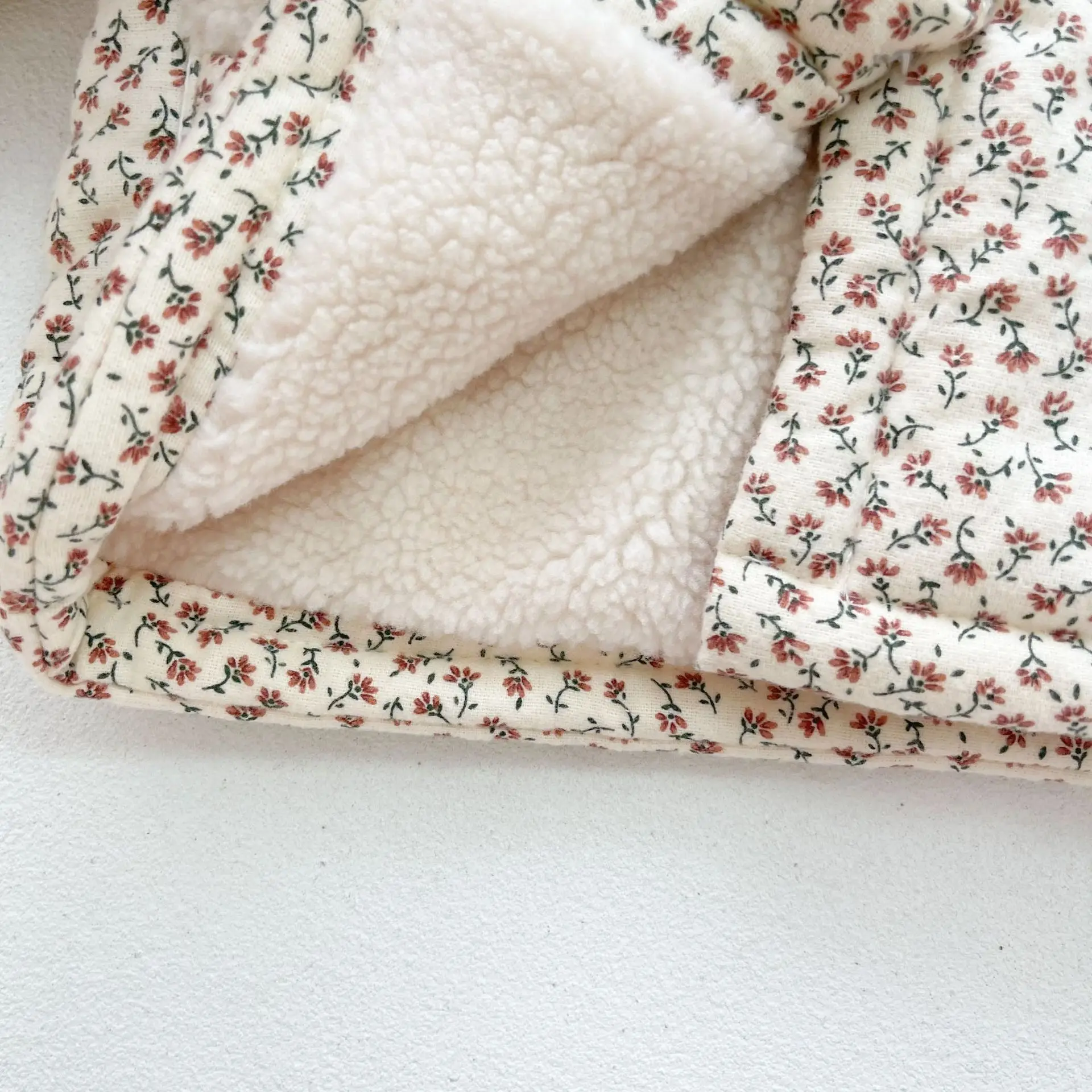 Mode Baby Mädchen Winter Kleidung Jacke Dicken Lamm Spitze Kragen Infant Kleinkind Kind Warme Blumen Mantel Baby Outwear Baumwolle 0-3y – Detail 7