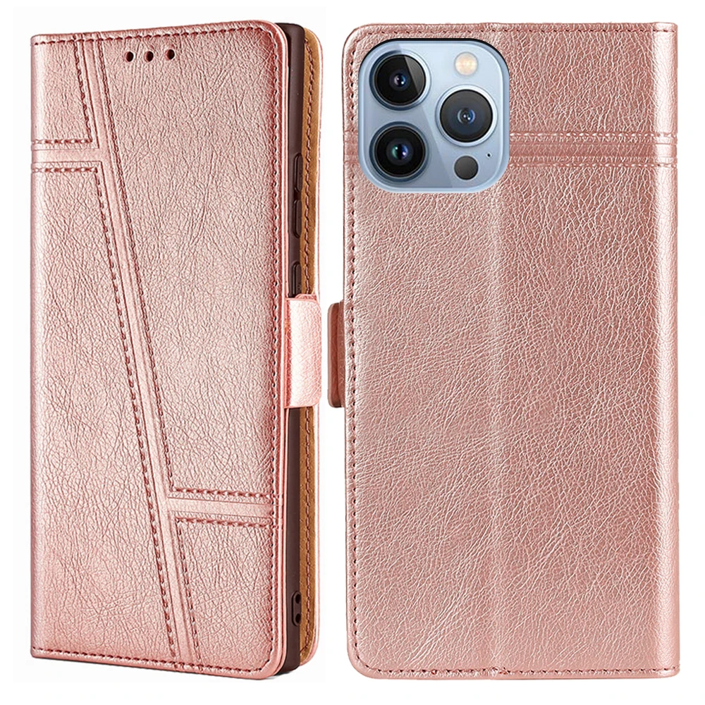 Leather Wallet Flip Cover Phone Case – Solid Color Protective Bag