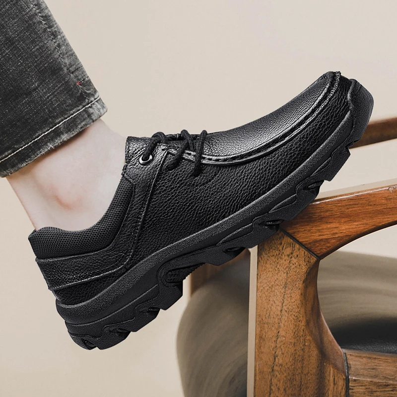 

Classic Retro Mens Lace Up Oxford Shoes Genuine Leather Fashion Comfort Business Dress Anti-slip Wearable Driving Formal Shoes
