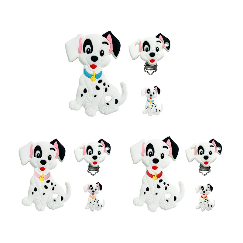 Silicone Dalmatians Baby Figure Teether Pendant 5/10pcs DIY Nursing Necklace Pacifier Clips