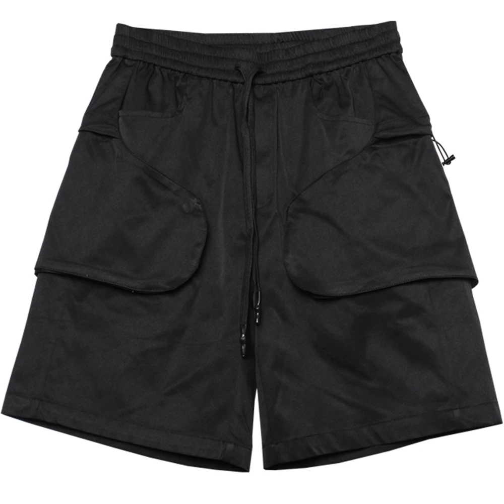 AOGZ Hip Hop Cargo Short Pants Men Streetwear Harajuku Pockets Knee Length Pants Trousers Loose Casual Shorts Elastic Waist