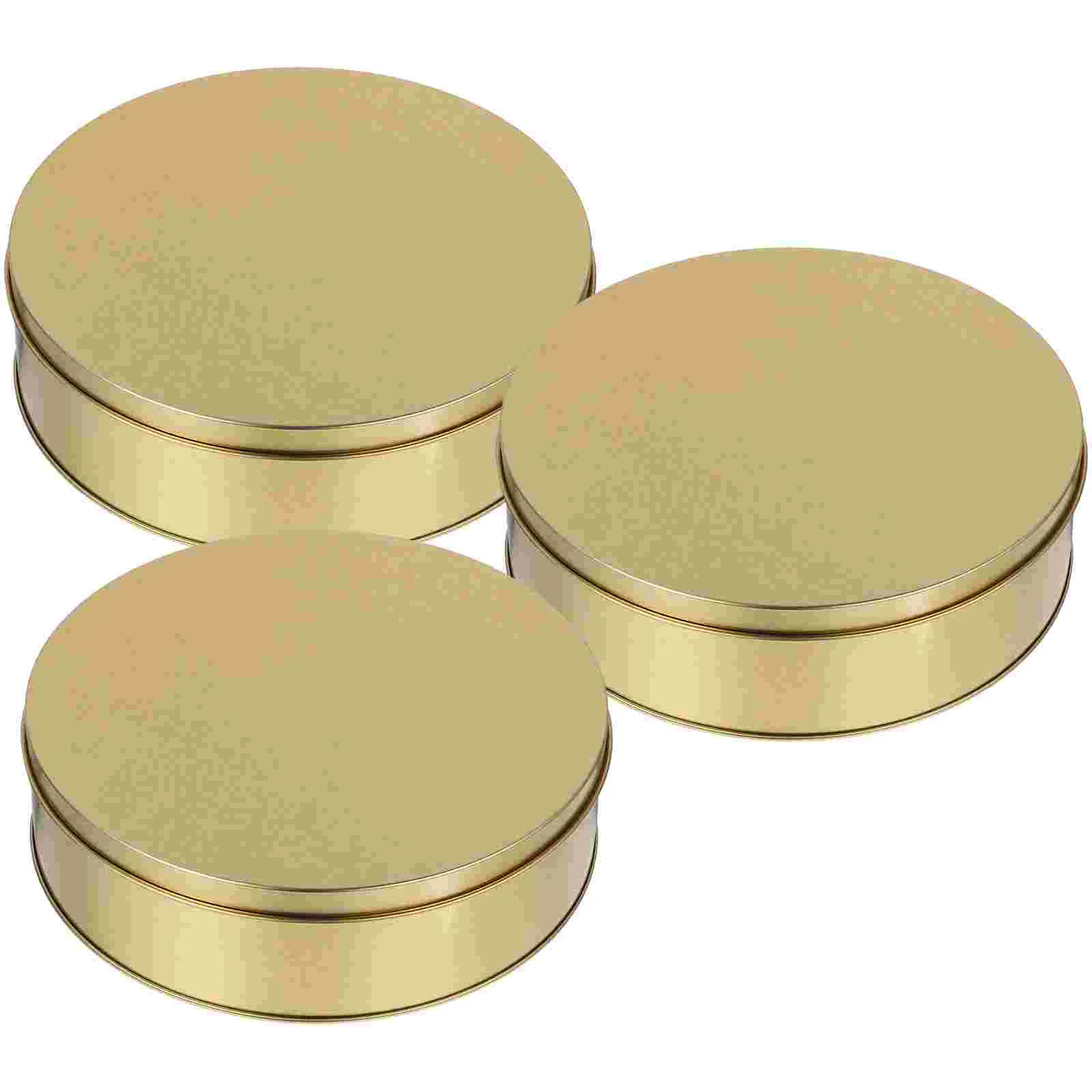 

3pcs Cookie Tins Round Baking Cake Tins Candy Storage Jar Cookie Wrapping Tinplate Tin