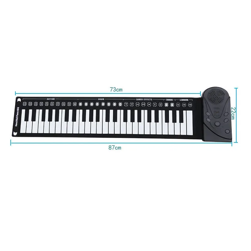Portable 49 Keys Roll Up Piano Flexible Silicone Electronic Soft Keyboard Piano for Children Student Early Learning Education