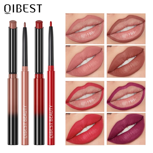 2pcs Lipstick Lipliner Pen Set Matte Waterproof Lip Liner Pencil Contour Makeup Sexy Red Lip Stick Long Lasting Cosmetics Beauty