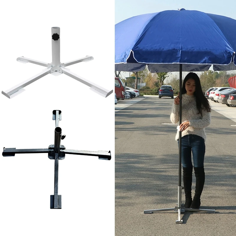 Beach Umbrella Plug Base Parasol Base Stand Cross Outdoor Umbrella Base Sunshade Anchor Metal Adjustable Foldable for 3.2 to 3.8cm Diameter Umbrellas Beach Stand