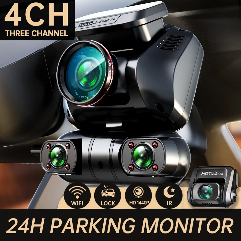 Tiesfong M10max 2K 1440P dashcam Voor Auto Voor Car 4CH 360 Auto Camera