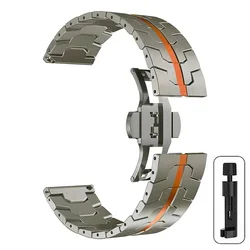 Premium Metal 22mm Sports Replacement Wristband Bracelet - 22mm universal band (Titanium Orange - Tool)