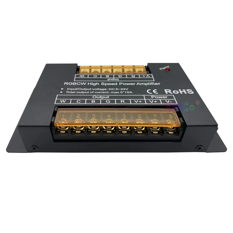 RGBWC Iron shell High speed power signal amplifier 5V 12V 24V 5CH*10A LED strip light controller synchronous LED module dimmer mjunit 50m automatic cnc module xyz triaxial gantry manipulator with synchronous belt slide table linear guide 600mm stroke