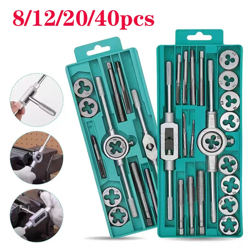 

8/12/20/40Pcs Alloy Steel Metric Tap Wrench and Die Set M6-M12/M3-M12 Nut Bolt Alloy Metal Hand Tools Tapping Screw Tool
