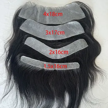 Protesi Capillare da Uomo con Base Sottile in PU, Sistema di Sostituzione Capelli Anteriore a V Loop, 6 Pollici, Capelli Umani Remy, Toupet da Uomo 1B, Toupet Frontale a V