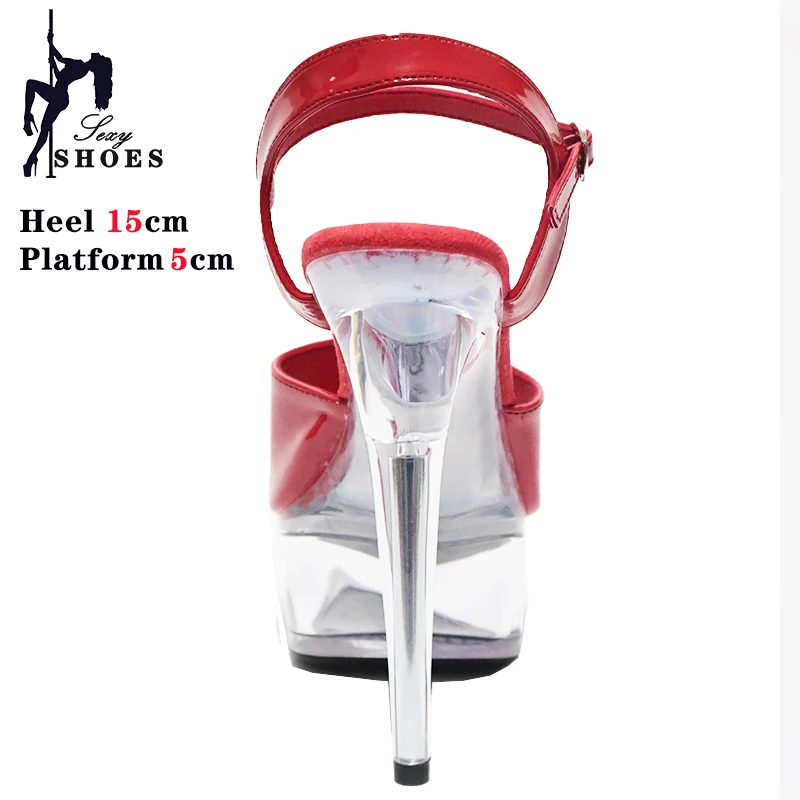 Women's Sandals Transparent Heels Stripper Shoes 15cm Stiletto Wedding Party Nightclub Dance Crystal Sandals High Heels Slides 6