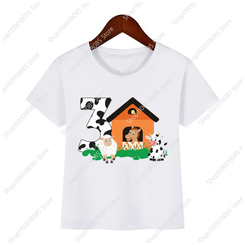 Kids Cow Farm Animal Birthday Party Shirt T Shirts Boys Any Name My Boy Clothes Tops Family Matching Outfits 2