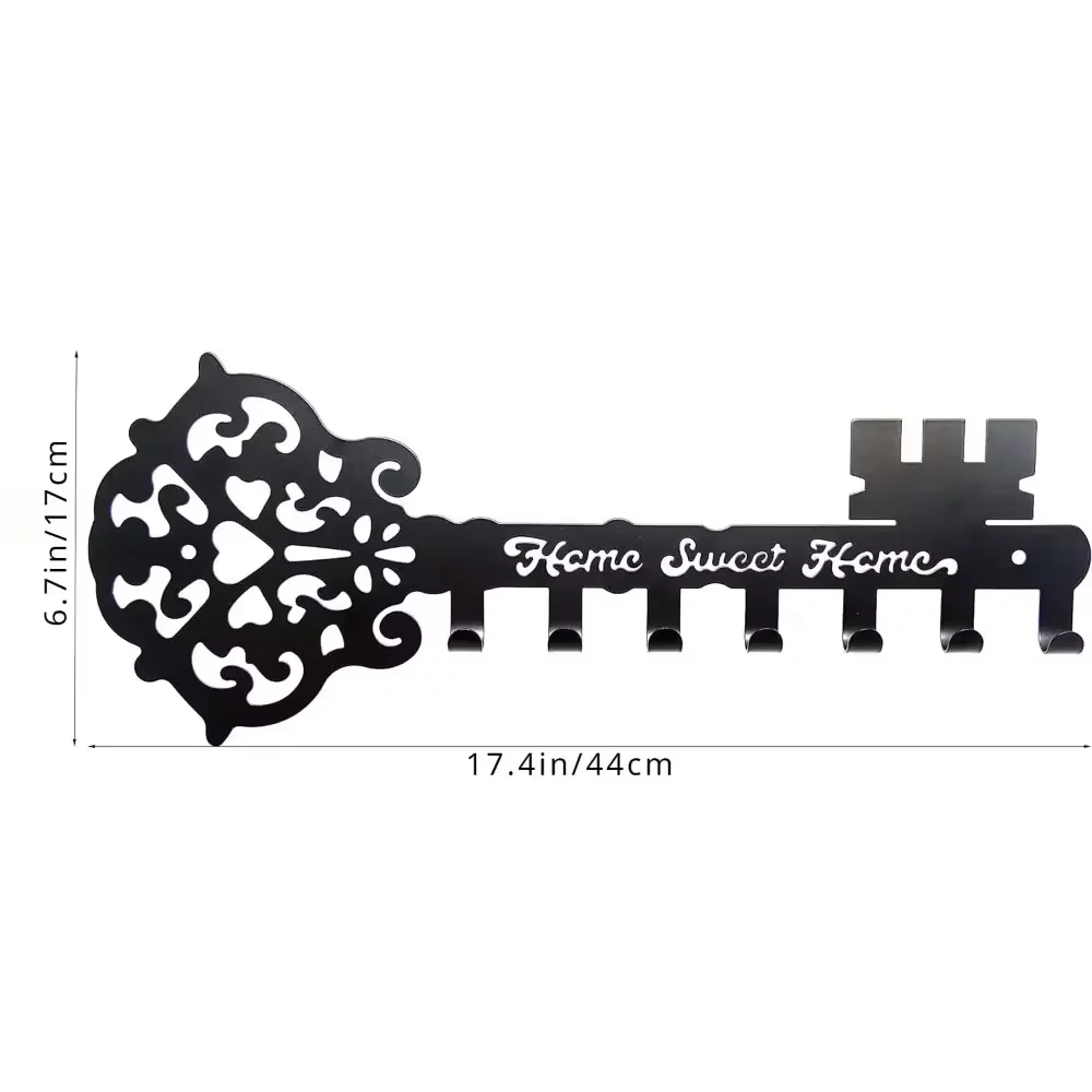 Sweet Home Key Holder Hooks Wall Mounted Decorative Black Metal Hanger Iron Art Coat Rack and Organizer Hook Stylish Wall Décor 4