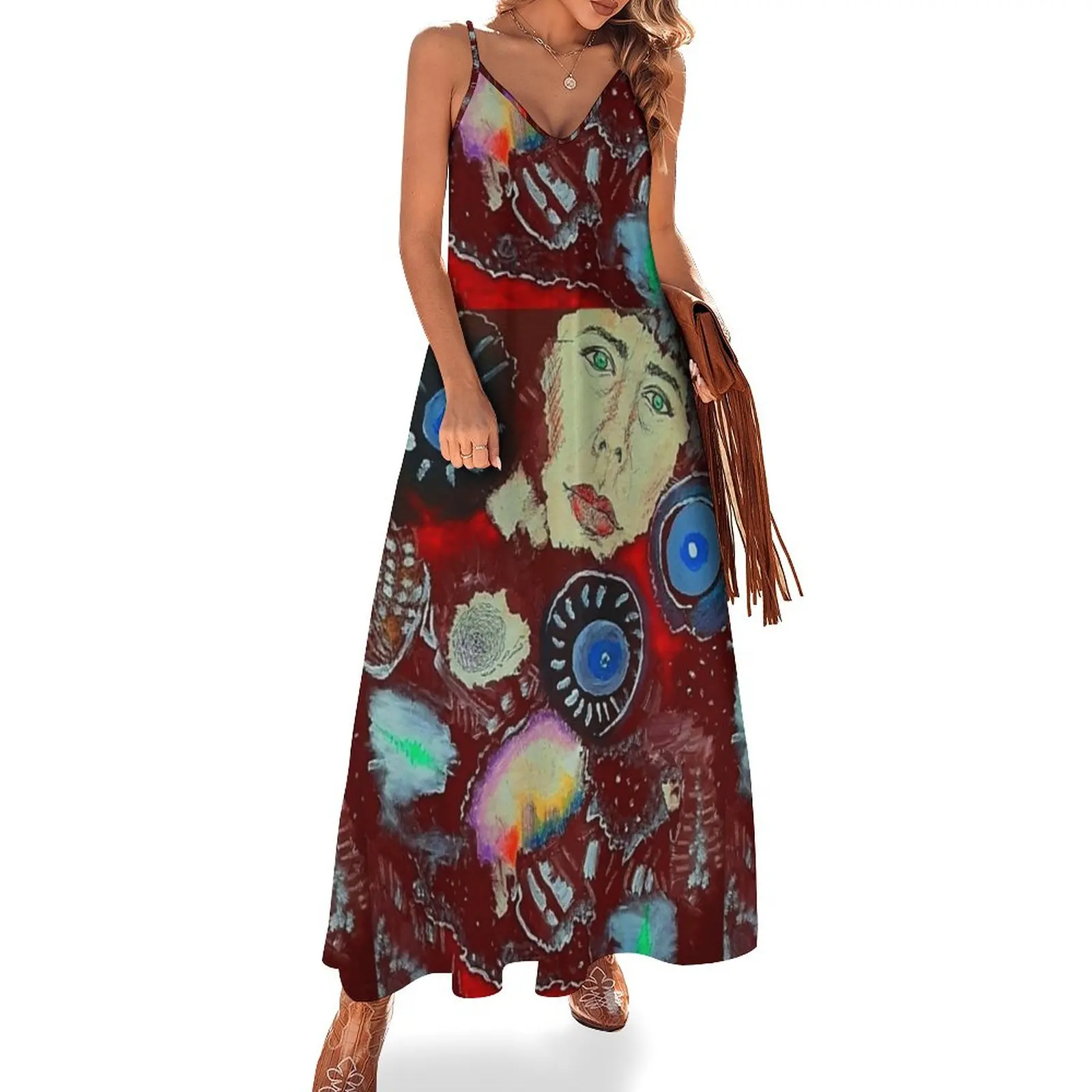 

New Blue Wheels Red Sky Sleeveless Dress dress dresses loose women's dress