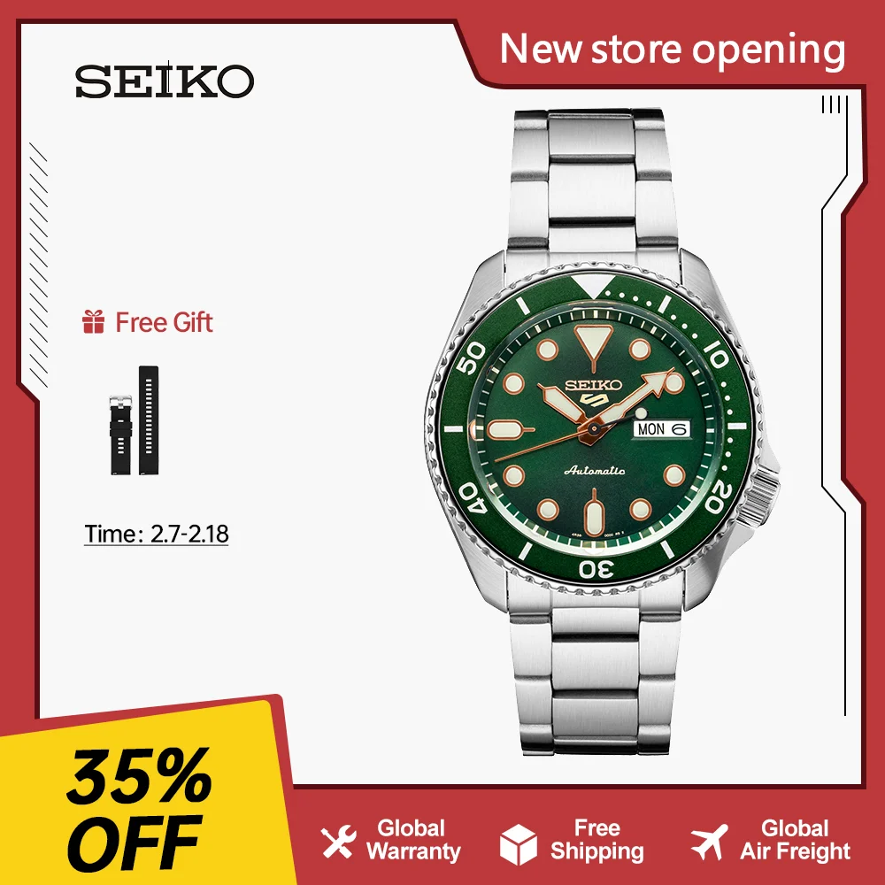 Nuovo Orologio Meccanico Seiko 5 Orologi Subacquei Sportivi Per Uomo Lunetta Rotante Luminosa Impermeabile Automatica 10Bar Originale Giapponese